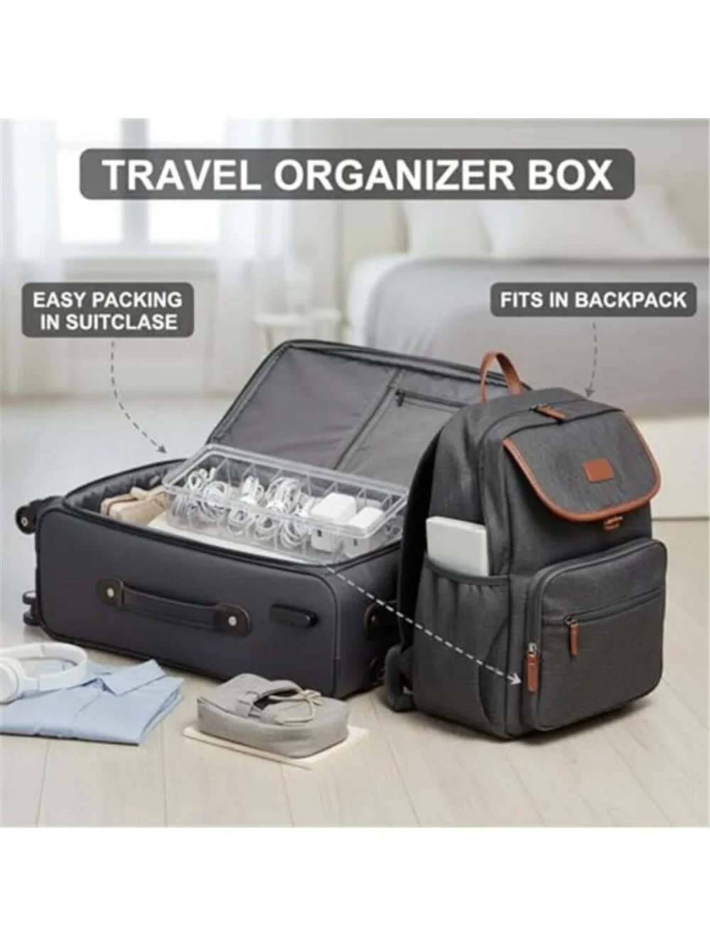 Cable Organizer Storage Box Set Cord Holder Charger Wire Management Case